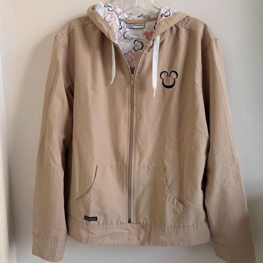 Vintage Y2K Disneyland Resort Mickey Mouse Tan Hooded Jacket Women's Lg